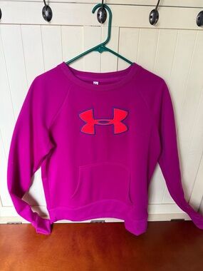 Under Armour Women's Crewneck Sweatshirt - Fuchsia with Red Logo
